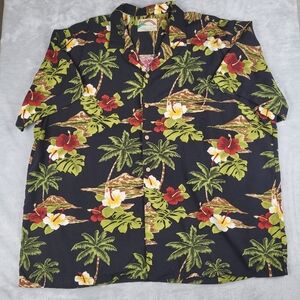 Paradise Found Men's Hawaiian Camp Shirt Floral Palms Tropical Size 3XL XXXL (?)